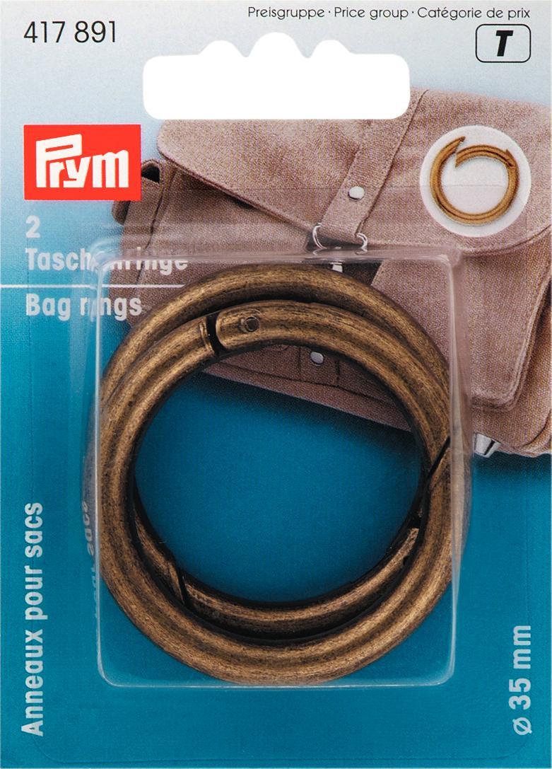 Prym 35mm antique brass turn bag rings